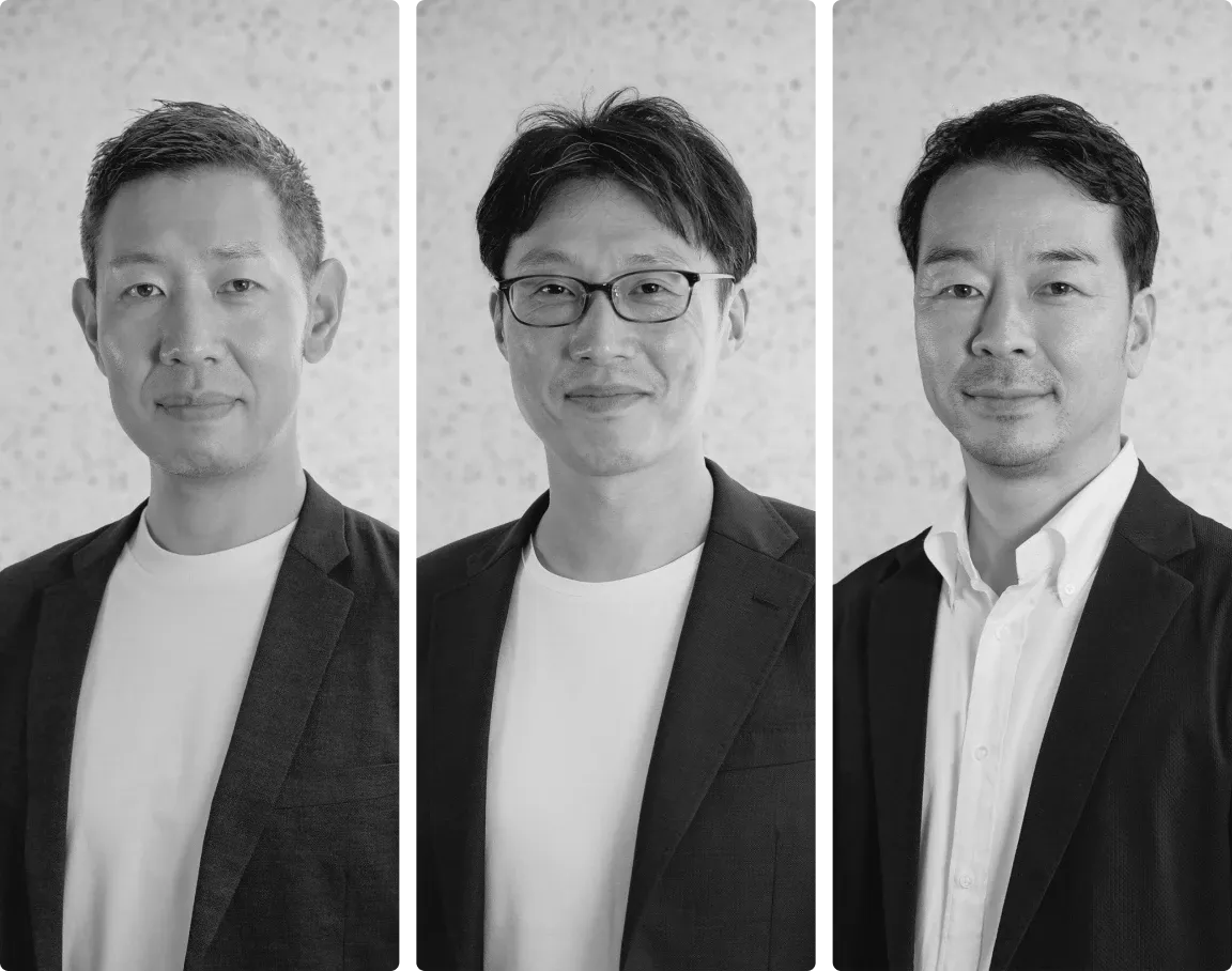 代表取締役社長:下田 幸祐 取締役:飯田 哲也 取締役:小原 和典の3人の写真